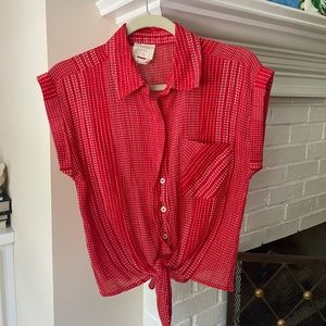 Short-Sleeve Button Down Top